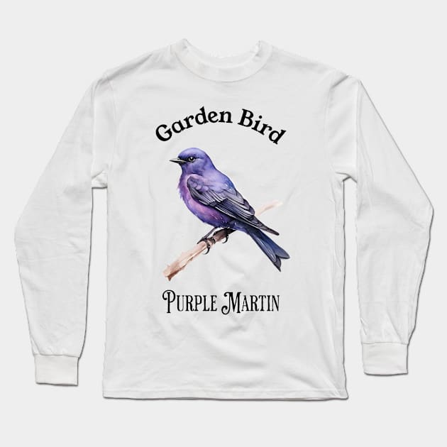 Garden Bird Purple Martin Long Sleeve T-Shirt by DavidBriotArt